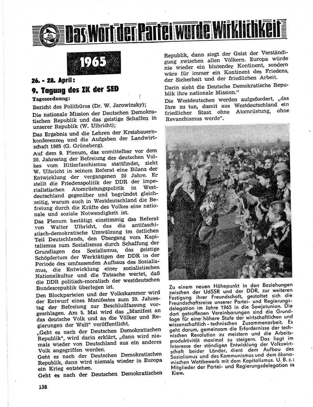 Neuer Weg (NW), Organ des Zentralkomitees (ZK) der SED (Sozialistische Einheitspartei Deutschlands) für Fragen des Parteilebens, 21. Jahrgang [Deutsche Demokratische Republik (DDR)] 1966, Seite 138 (NW ZK SED DDR 1966, S. 138)