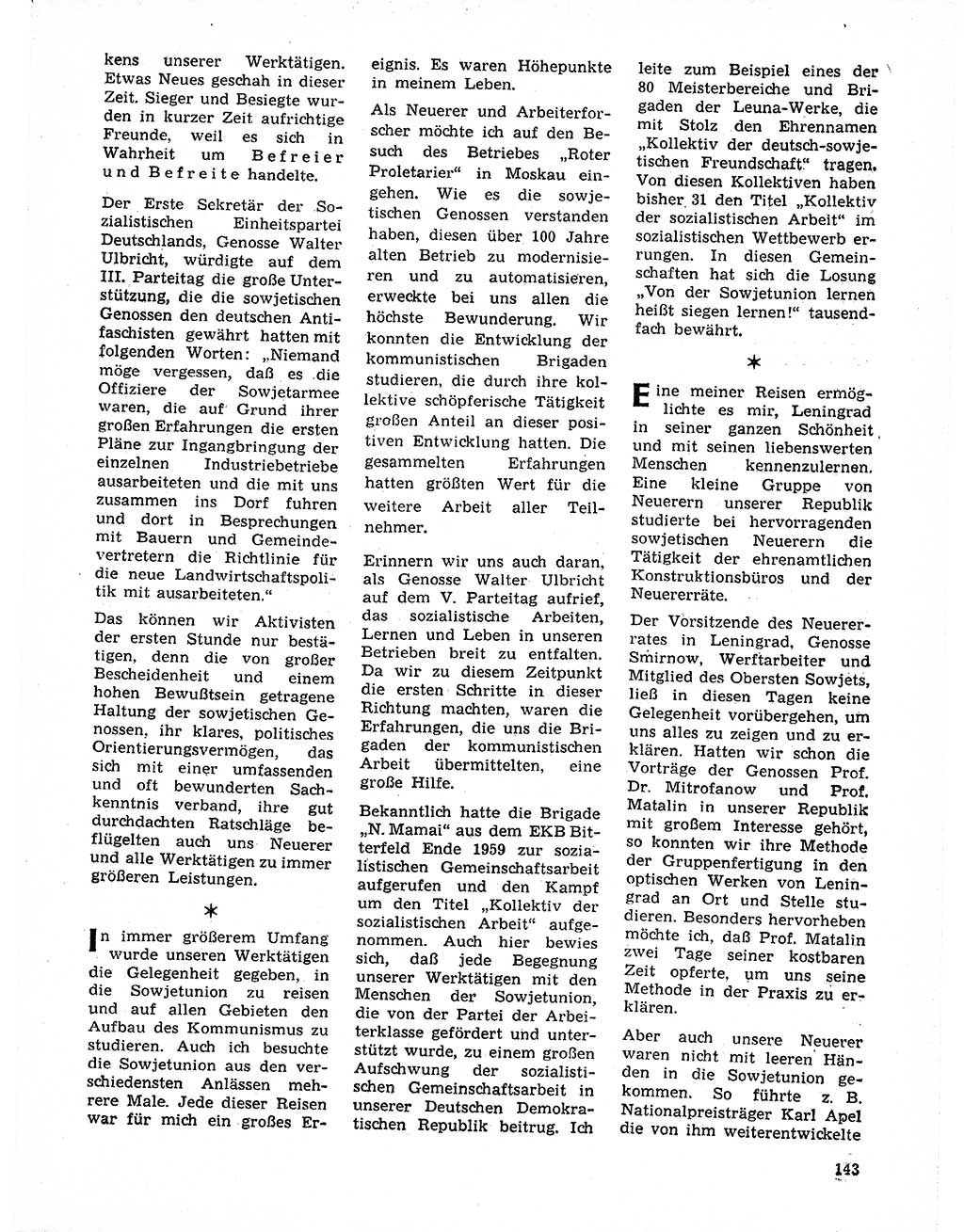 Neuer Weg (NW), Organ des Zentralkomitees (ZK) der SED (Sozialistische Einheitspartei Deutschlands) für Fragen des Parteilebens, 21. Jahrgang [Deutsche Demokratische Republik (DDR)] 1966, Seite 143 (NW ZK SED DDR 1966, S. 143)