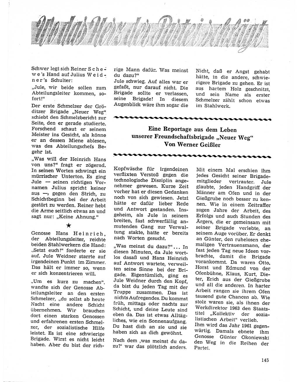 Neuer Weg (NW), Organ des Zentralkomitees (ZK) der SED (Sozialistische Einheitspartei Deutschlands) für Fragen des Parteilebens, 21. Jahrgang [Deutsche Demokratische Republik (DDR)] 1966, Seite 145 (NW ZK SED DDR 1966, S. 145)