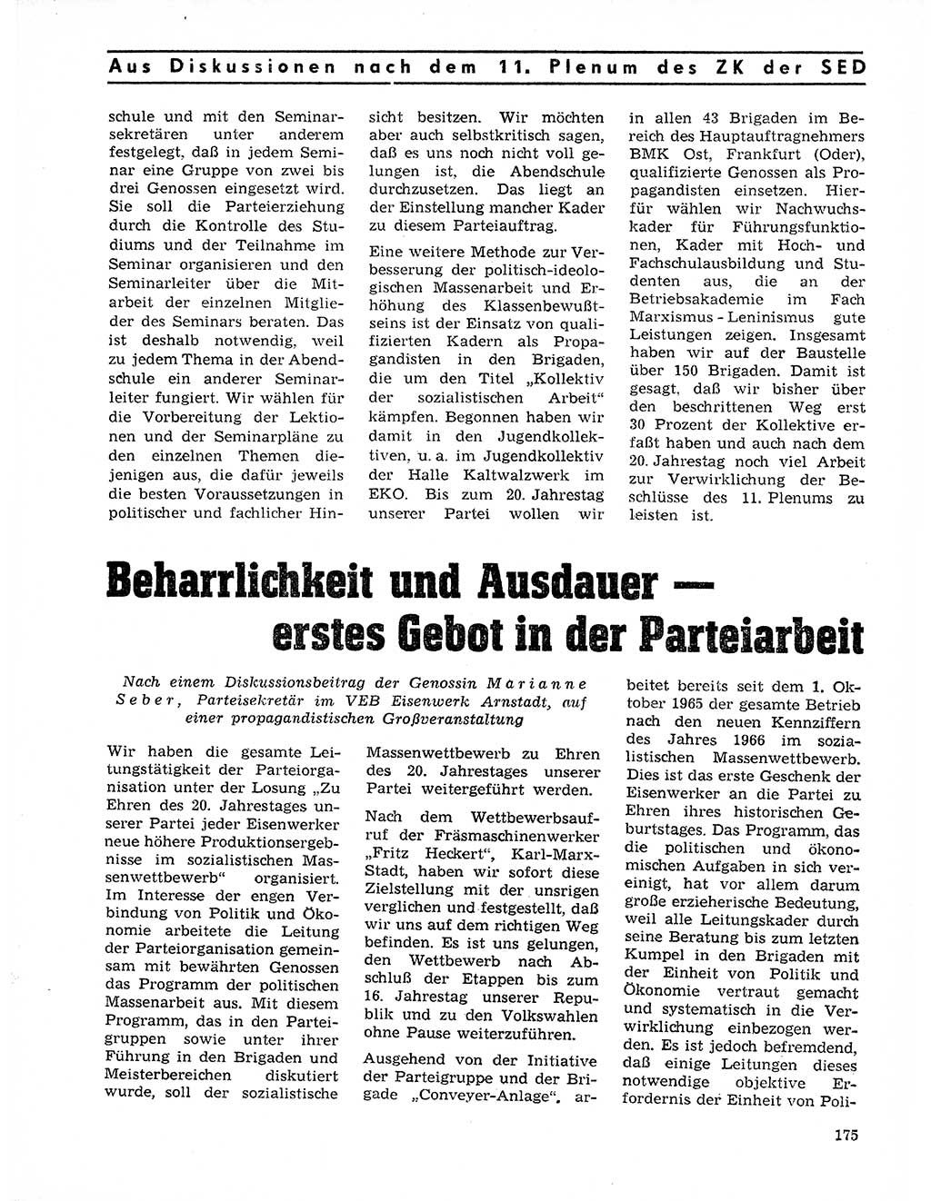 Neuer Weg (NW), Organ des Zentralkomitees (ZK) der SED (Sozialistische Einheitspartei Deutschlands) für Fragen des Parteilebens, 21. Jahrgang [Deutsche Demokratische Republik (DDR)] 1966, Seite 175 (NW ZK SED DDR 1966, S. 175)