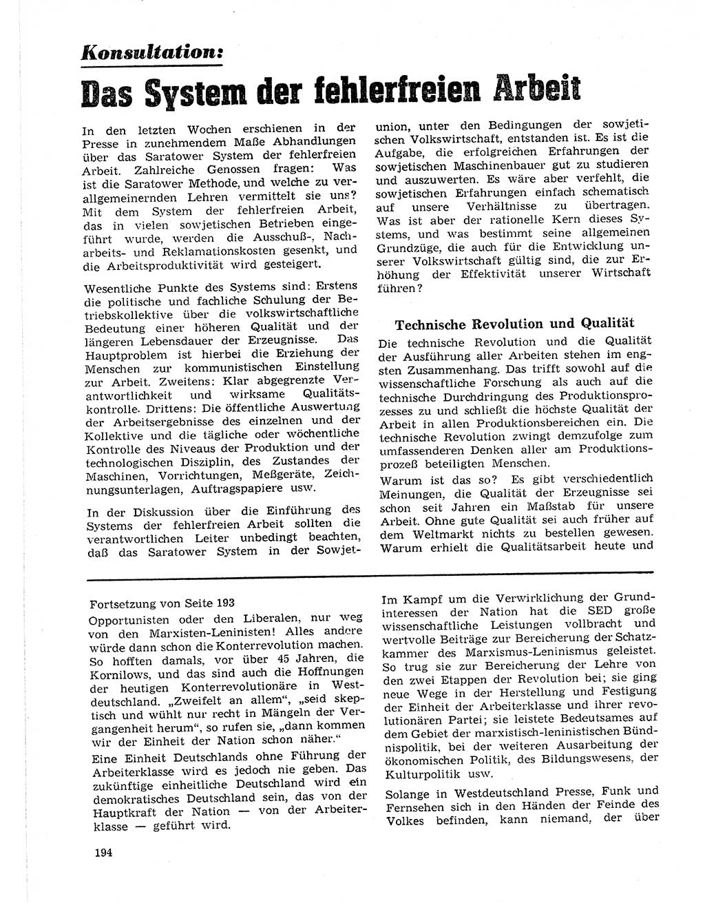 Neuer Weg (NW), Organ des Zentralkomitees (ZK) der SED (Sozialistische Einheitspartei Deutschlands) für Fragen des Parteilebens, 21. Jahrgang [Deutsche Demokratische Republik (DDR)] 1966, Seite 194 (NW ZK SED DDR 1966, S. 194)