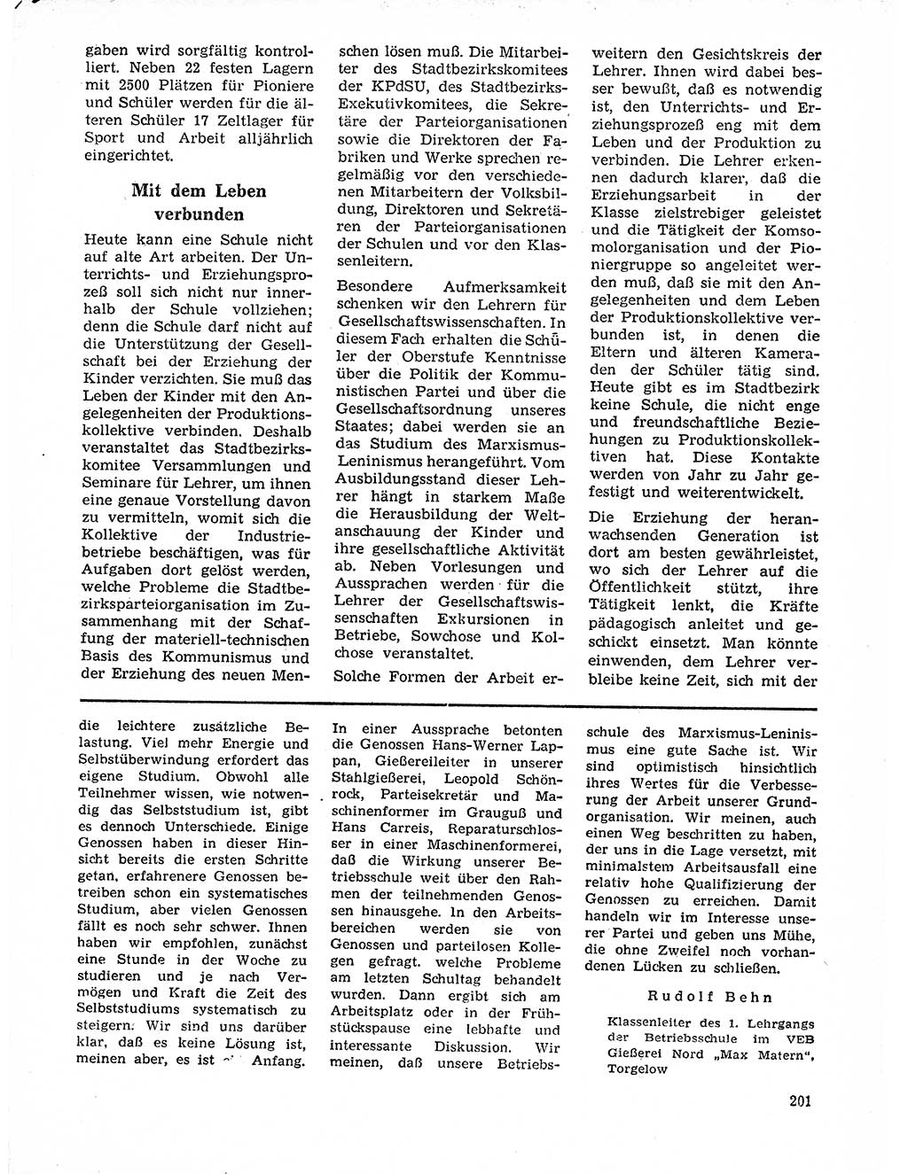 Neuer Weg (NW), Organ des Zentralkomitees (ZK) der SED (Sozialistische Einheitspartei Deutschlands) für Fragen des Parteilebens, 21. Jahrgang [Deutsche Demokratische Republik (DDR)] 1966, Seite 201 (NW ZK SED DDR 1966, S. 201)