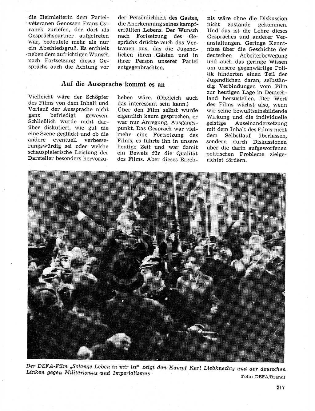 Neuer Weg (NW), Organ des Zentralkomitees (ZK) der SED (Sozialistische Einheitspartei Deutschlands) für Fragen des Parteilebens, 21. Jahrgang [Deutsche Demokratische Republik (DDR)] 1966, Seite 217 (NW ZK SED DDR 1966, S. 217)