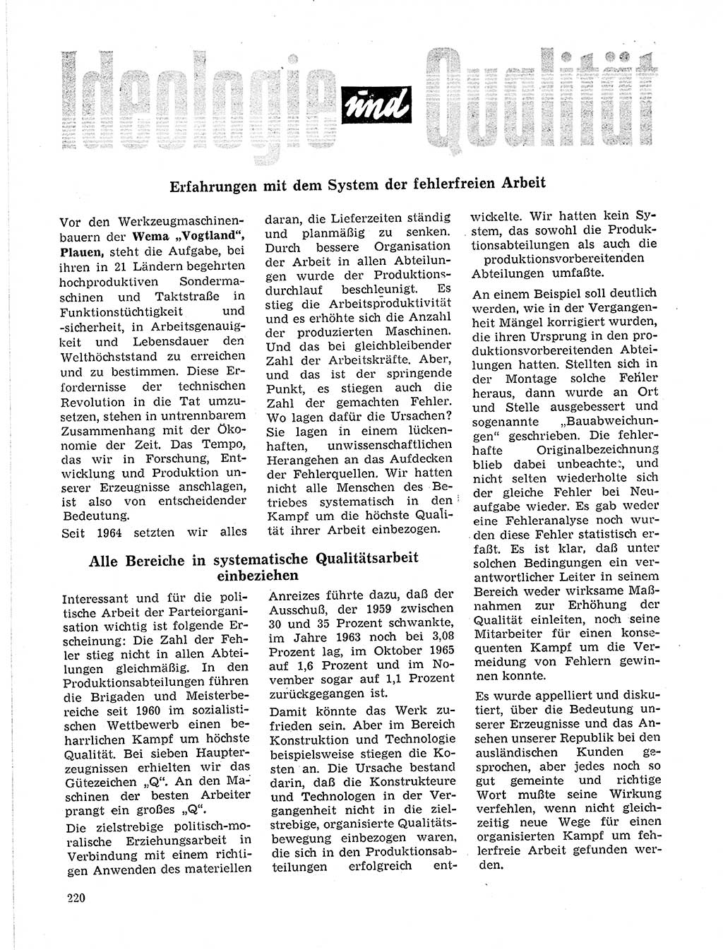 Neuer Weg (NW), Organ des Zentralkomitees (ZK) der SED (Sozialistische Einheitspartei Deutschlands) für Fragen des Parteilebens, 21. Jahrgang [Deutsche Demokratische Republik (DDR)] 1966, Seite 220 (NW ZK SED DDR 1966, S. 220)