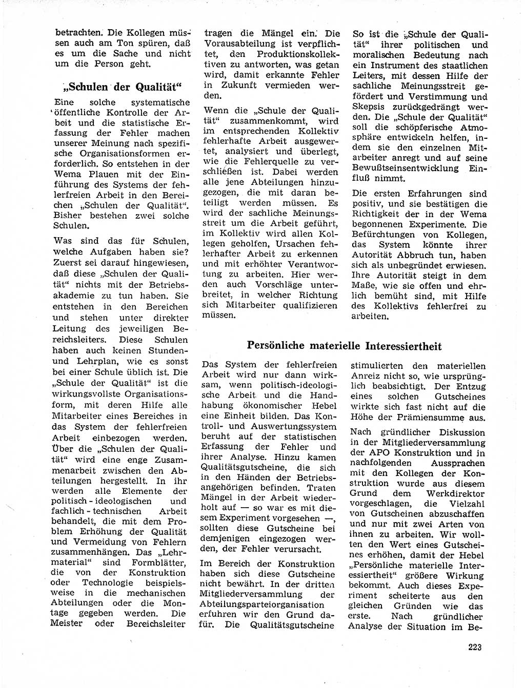 Neuer Weg (NW), Organ des Zentralkomitees (ZK) der SED (Sozialistische Einheitspartei Deutschlands) für Fragen des Parteilebens, 21. Jahrgang [Deutsche Demokratische Republik (DDR)] 1966, Seite 223 (NW ZK SED DDR 1966, S. 223)