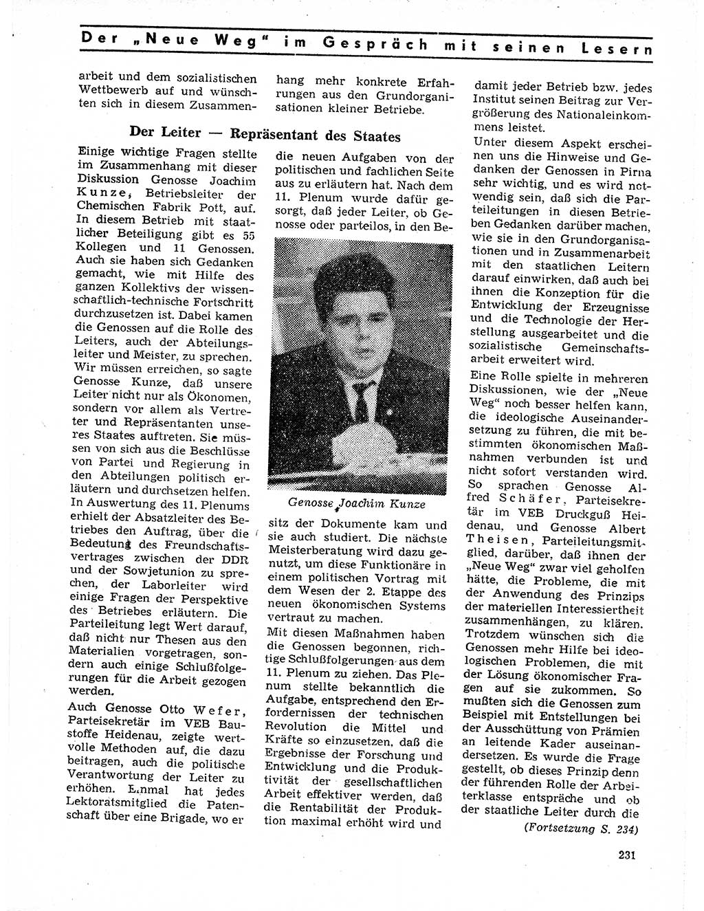 Neuer Weg (NW), Organ des Zentralkomitees (ZK) der SED (Sozialistische Einheitspartei Deutschlands) für Fragen des Parteilebens, 21. Jahrgang [Deutsche Demokratische Republik (DDR)] 1966, Seite 231 (NW ZK SED DDR 1966, S. 231)