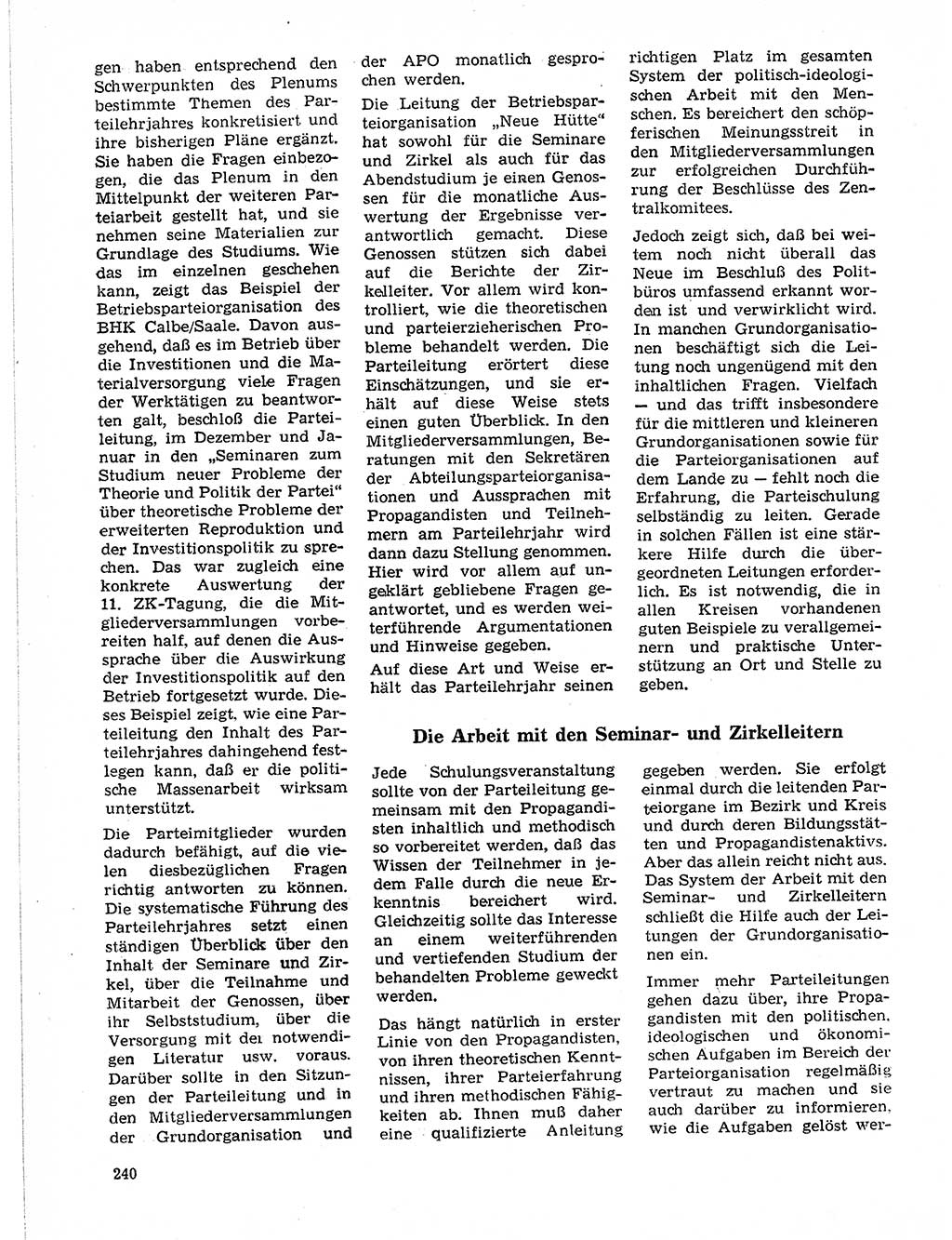 Neuer Weg (NW), Organ des Zentralkomitees (ZK) der SED (Sozialistische Einheitspartei Deutschlands) für Fragen des Parteilebens, 21. Jahrgang [Deutsche Demokratische Republik (DDR)] 1966, Seite 240 (NW ZK SED DDR 1966, S. 240)