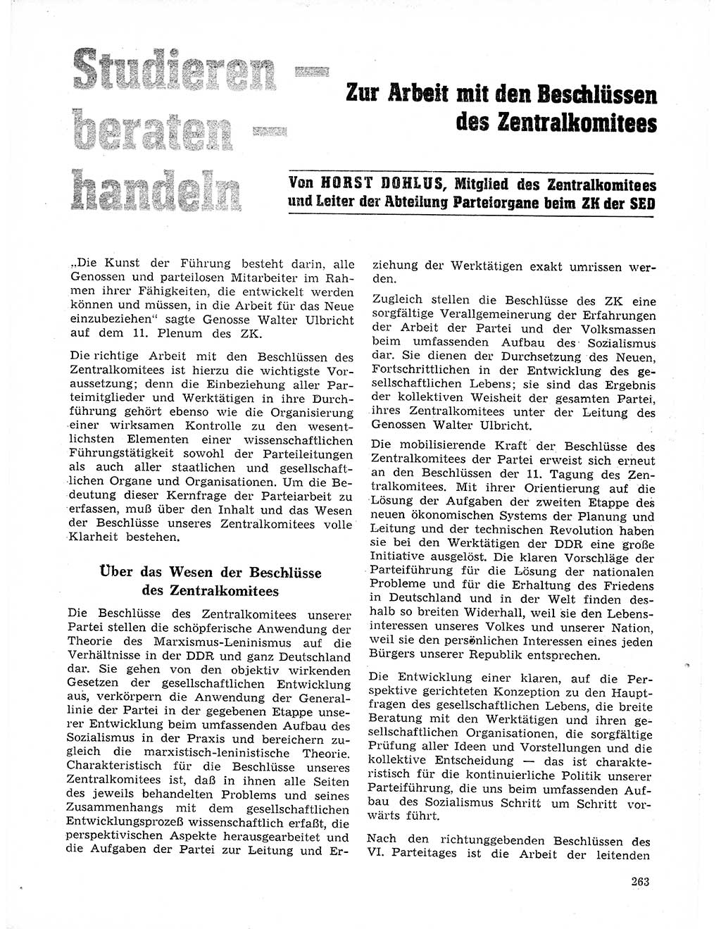 Neuer Weg (NW), Organ des Zentralkomitees (ZK) der SED (Sozialistische Einheitspartei Deutschlands) für Fragen des Parteilebens, 21. Jahrgang [Deutsche Demokratische Republik (DDR)] 1966, Seite 263 (NW ZK SED DDR 1966, S. 263)