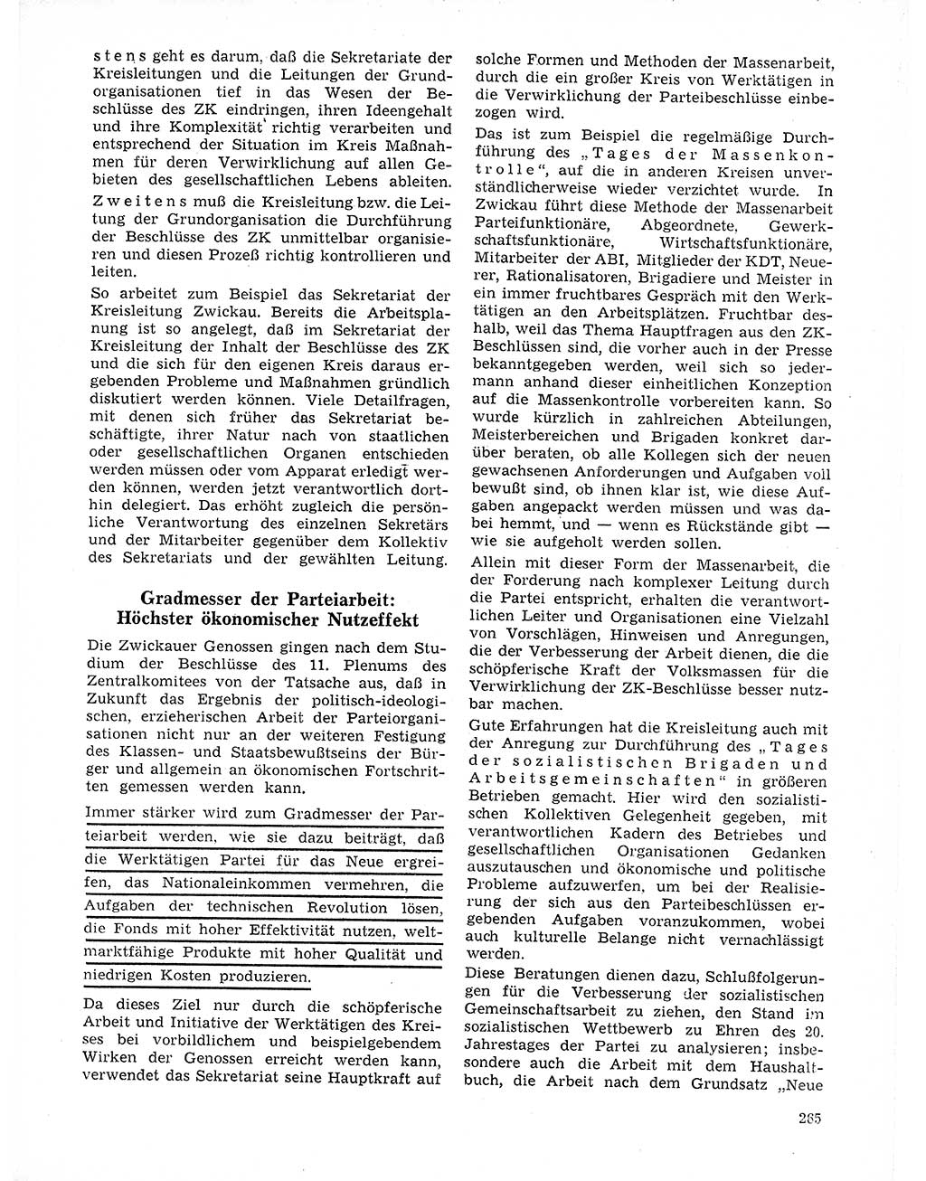 Neuer Weg (NW), Organ des Zentralkomitees (ZK) der SED (Sozialistische Einheitspartei Deutschlands) für Fragen des Parteilebens, 21. Jahrgang [Deutsche Demokratische Republik (DDR)] 1966, Seite 265 (NW ZK SED DDR 1966, S. 265)