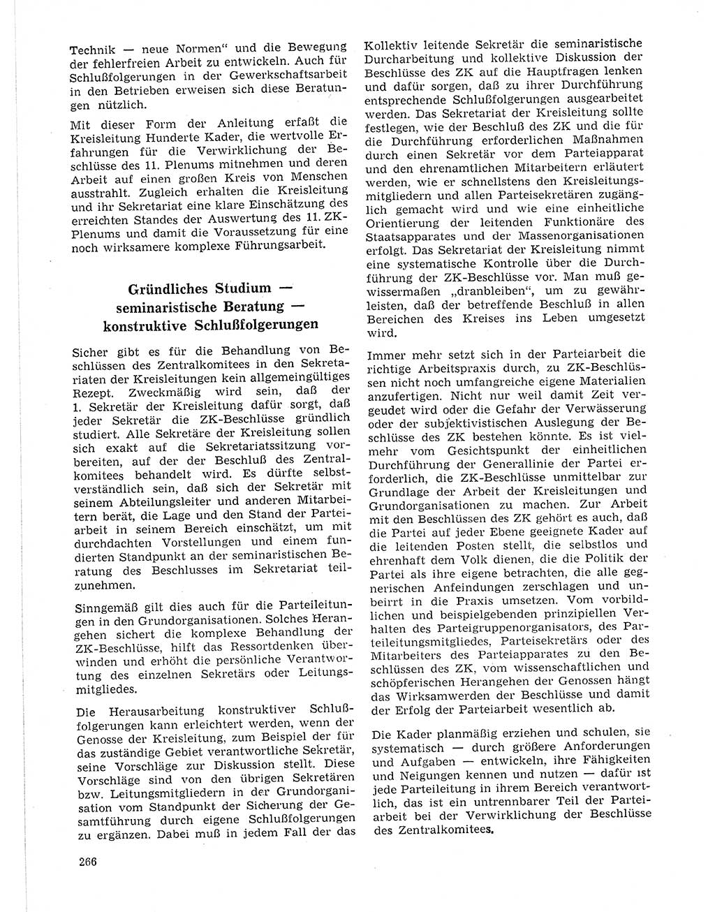 Neuer Weg (NW), Organ des Zentralkomitees (ZK) der SED (Sozialistische Einheitspartei Deutschlands) für Fragen des Parteilebens, 21. Jahrgang [Deutsche Demokratische Republik (DDR)] 1966, Seite 266 (NW ZK SED DDR 1966, S. 266)