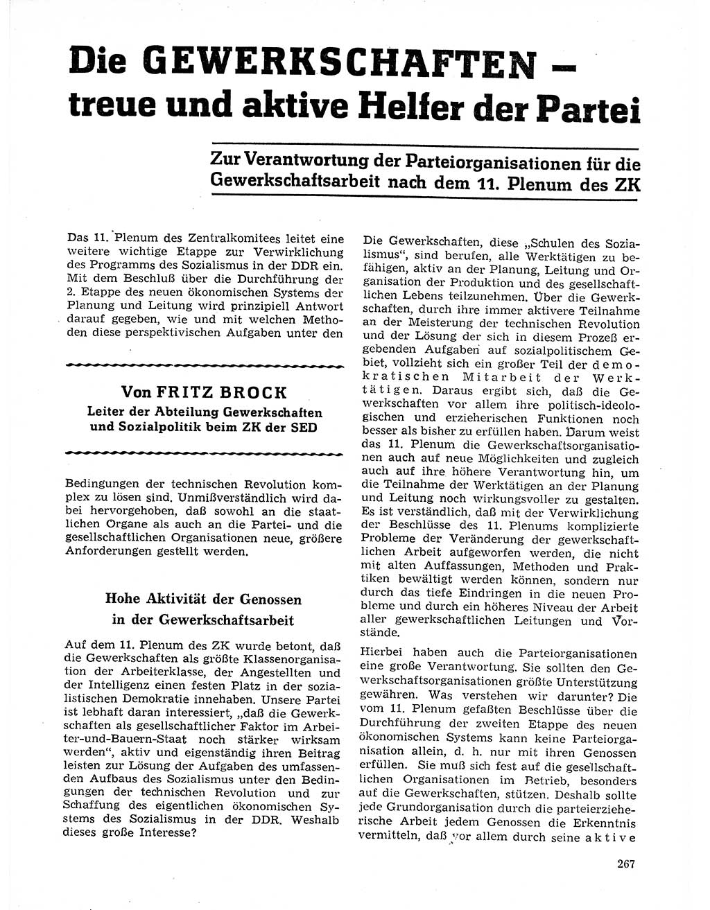 Neuer Weg (NW), Organ des Zentralkomitees (ZK) der SED (Sozialistische Einheitspartei Deutschlands) für Fragen des Parteilebens, 21. Jahrgang [Deutsche Demokratische Republik (DDR)] 1966, Seite 267 (NW ZK SED DDR 1966, S. 267)