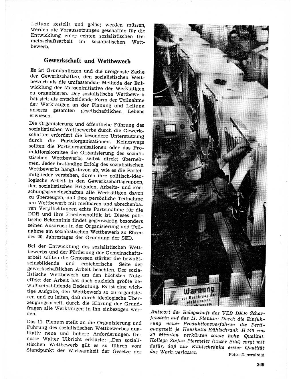 Neuer Weg (NW), Organ des Zentralkomitees (ZK) der SED (Sozialistische Einheitspartei Deutschlands) für Fragen des Parteilebens, 21. Jahrgang [Deutsche Demokratische Republik (DDR)] 1966, Seite 269 (NW ZK SED DDR 1966, S. 269)