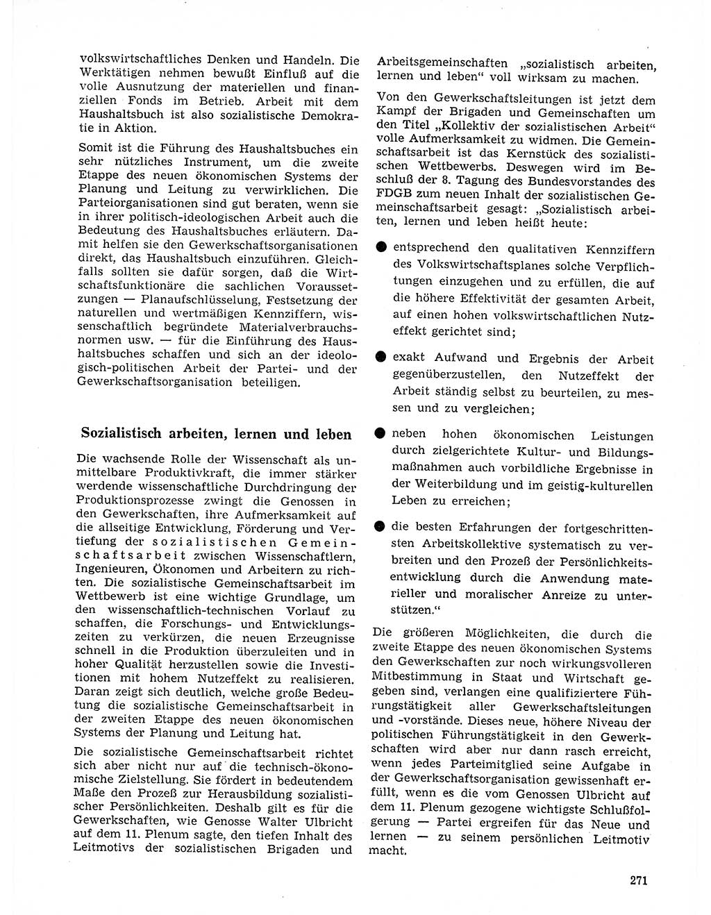 Neuer Weg (NW), Organ des Zentralkomitees (ZK) der SED (Sozialistische Einheitspartei Deutschlands) für Fragen des Parteilebens, 21. Jahrgang [Deutsche Demokratische Republik (DDR)] 1966, Seite 271 (NW ZK SED DDR 1966, S. 271)
