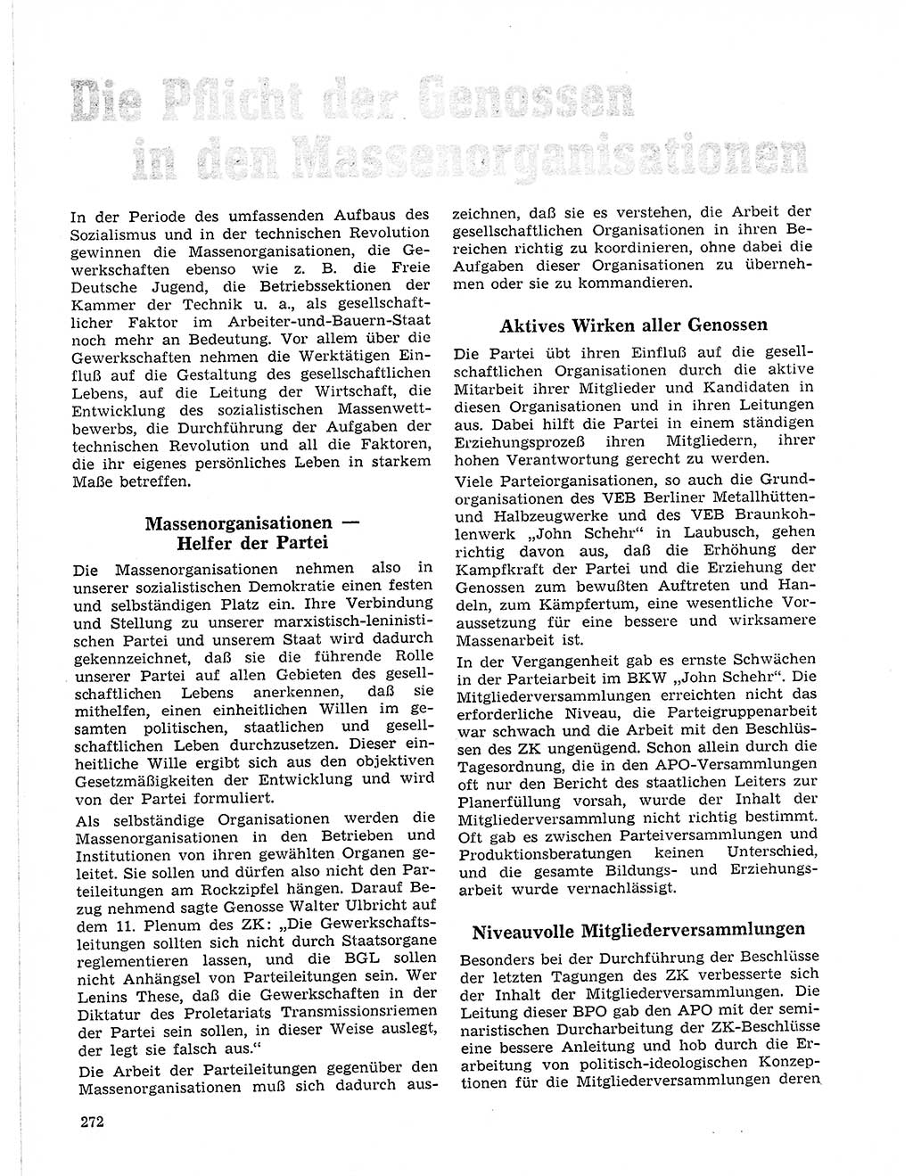 Neuer Weg (NW), Organ des Zentralkomitees (ZK) der SED (Sozialistische Einheitspartei Deutschlands) für Fragen des Parteilebens, 21. Jahrgang [Deutsche Demokratische Republik (DDR)] 1966, Seite 272 (NW ZK SED DDR 1966, S. 272)