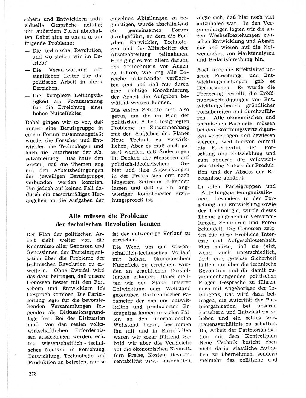 Neuer Weg (NW), Organ des Zentralkomitees (ZK) der SED (Sozialistische Einheitspartei Deutschlands) für Fragen des Parteilebens, 21. Jahrgang [Deutsche Demokratische Republik (DDR)] 1966, Seite 278 (NW ZK SED DDR 1966, S. 278)