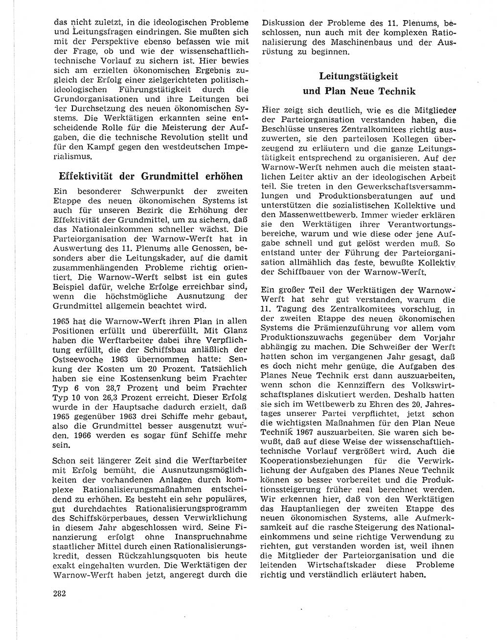 Neuer Weg (NW), Organ des Zentralkomitees (ZK) der SED (Sozialistische Einheitspartei Deutschlands) für Fragen des Parteilebens, 21. Jahrgang [Deutsche Demokratische Republik (DDR)] 1966, Seite 282 (NW ZK SED DDR 1966, S. 282)