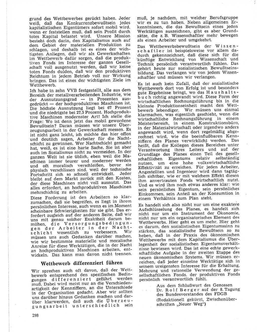 Neuer Weg (NW), Organ des Zentralkomitees (ZK) der SED (Sozialistische Einheitspartei Deutschlands) für Fragen des Parteilebens, 21. Jahrgang [Deutsche Demokratische Republik (DDR)] 1966, Seite 298 (NW ZK SED DDR 1966, S. 298)