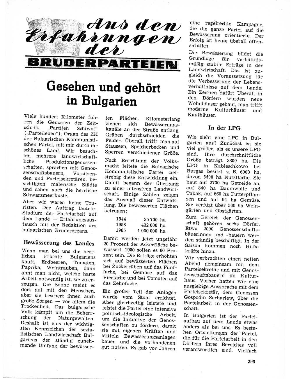 Neuer Weg (NW), Organ des Zentralkomitees (ZK) der SED (Sozialistische Einheitspartei Deutschlands) für Fragen des Parteilebens, 21. Jahrgang [Deutsche Demokratische Republik (DDR)] 1966, Seite 299 (NW ZK SED DDR 1966, S. 299)