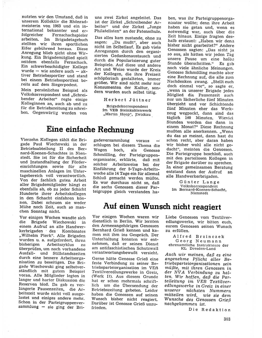 Neuer Weg (NW), Organ des Zentralkomitees (ZK) der SED (Sozialistische Einheitspartei Deutschlands) für Fragen des Parteilebens, 21. Jahrgang [Deutsche Demokratische Republik (DDR)] 1966, Seite 303 (NW ZK SED DDR 1966, S. 303)