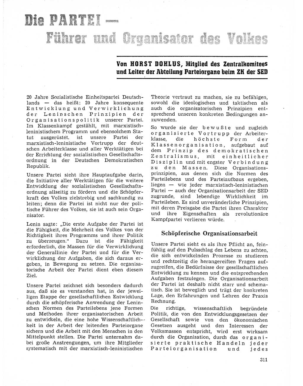 Neuer Weg (NW), Organ des Zentralkomitees (ZK) der SED (Sozialistische Einheitspartei Deutschlands) für Fragen des Parteilebens, 21. Jahrgang [Deutsche Demokratische Republik (DDR)] 1966, Seite 311 (NW ZK SED DDR 1966, S. 311)