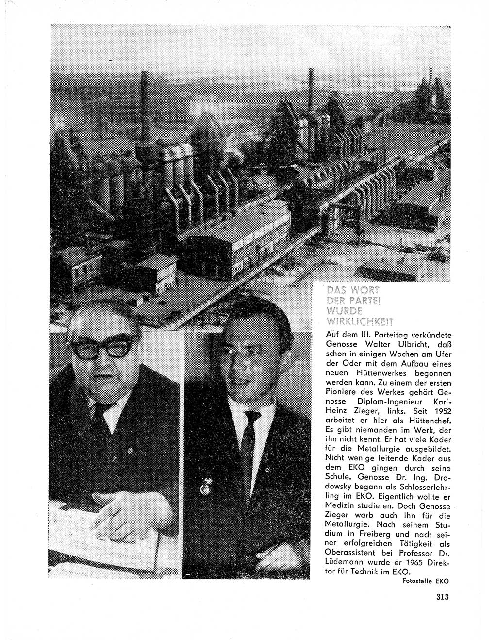 Neuer Weg (NW), Organ des Zentralkomitees (ZK) der SED (Sozialistische Einheitspartei Deutschlands) für Fragen des Parteilebens, 21. Jahrgang [Deutsche Demokratische Republik (DDR)] 1966, Seite 313 (NW ZK SED DDR 1966, S. 313)