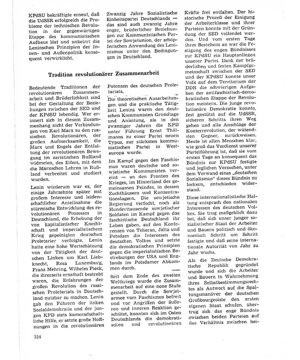 Neuer Weg (NW), Organ des Zentralkomitees (ZK) der SED (Sozialistische Einheitspartei Deutschlands) für Fragen des Parteilebens, 21. Jahrgang [Deutsche Demokratische Republik (DDR)] 1966, Seite 324 (NW ZK SED DDR 1966, S. 324)