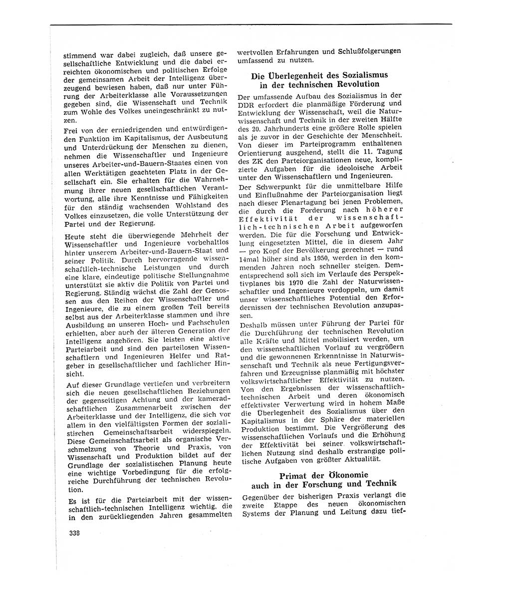 Neuer Weg (NW), Organ des Zentralkomitees (ZK) der SED (Sozialistische Einheitspartei Deutschlands) für Fragen des Parteilebens, 21. Jahrgang [Deutsche Demokratische Republik (DDR)] 1966, Seite 338 (NW ZK SED DDR 1966, S. 338)