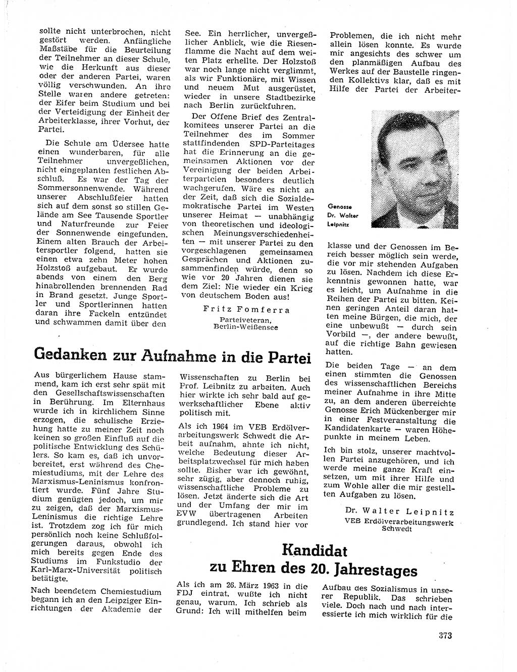 Neuer Weg (NW), Organ des Zentralkomitees (ZK) der SED (Sozialistische Einheitspartei Deutschlands) für Fragen des Parteilebens, 21. Jahrgang [Deutsche Demokratische Republik (DDR)] 1966, Seite 373 (NW ZK SED DDR 1966, S. 373)
