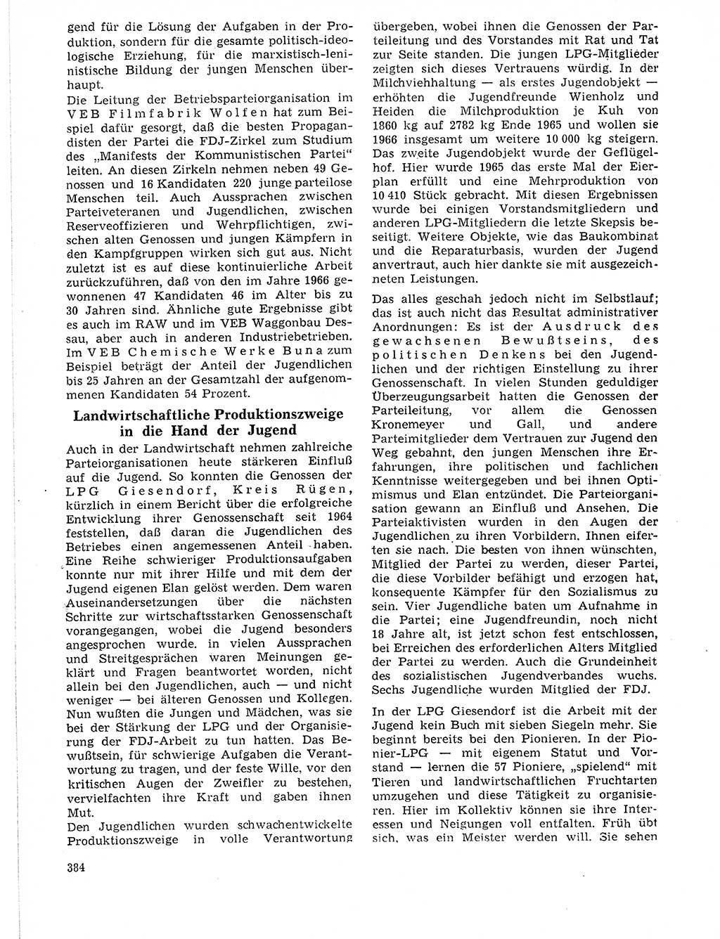 Neuer Weg (NW), Organ des Zentralkomitees (ZK) der SED (Sozialistische Einheitspartei Deutschlands) für Fragen des Parteilebens, 21. Jahrgang [Deutsche Demokratische Republik (DDR)] 1966, Seite 384 (NW ZK SED DDR 1966, S. 384)