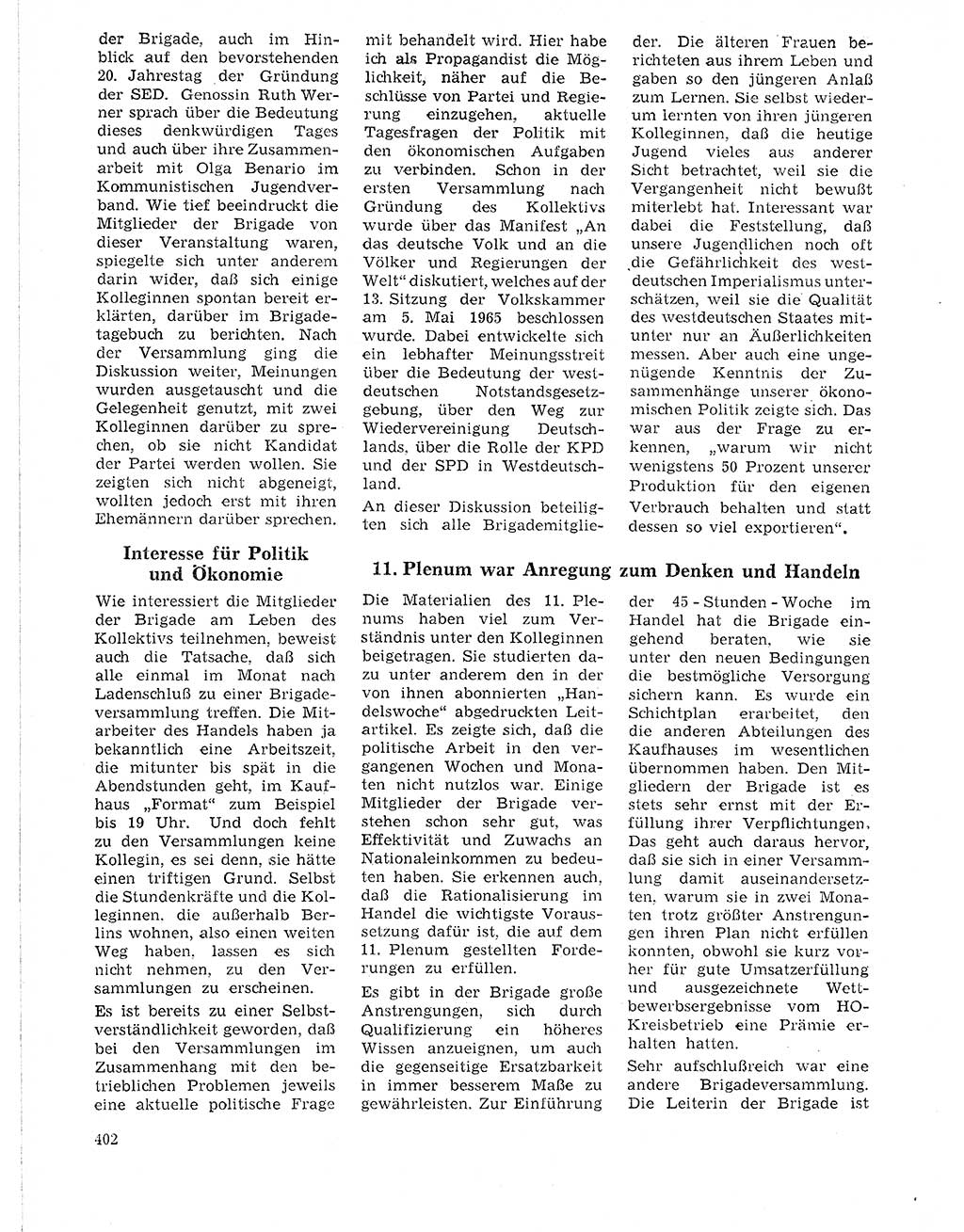 Neuer Weg (NW), Organ des Zentralkomitees (ZK) der SED (Sozialistische Einheitspartei Deutschlands) für Fragen des Parteilebens, 21. Jahrgang [Deutsche Demokratische Republik (DDR)] 1966, Seite 402 (NW ZK SED DDR 1966, S. 402)