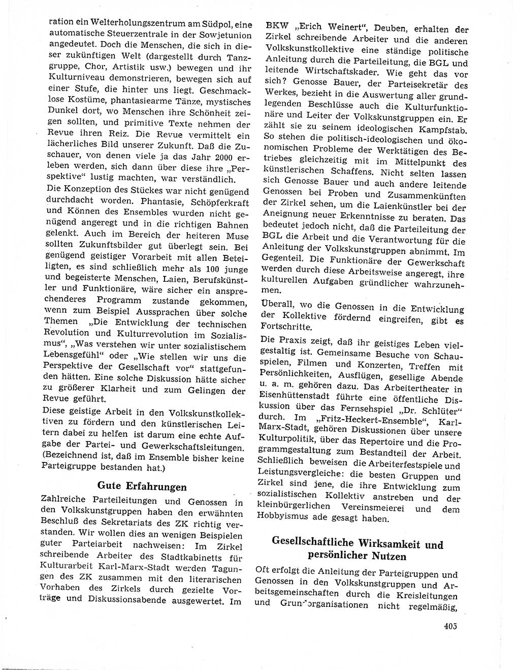 Neuer Weg (NW), Organ des Zentralkomitees (ZK) der SED (Sozialistische Einheitspartei Deutschlands) für Fragen des Parteilebens, 21. Jahrgang [Deutsche Demokratische Republik (DDR)] 1966, Seite 405 (NW ZK SED DDR 1966, S. 405)