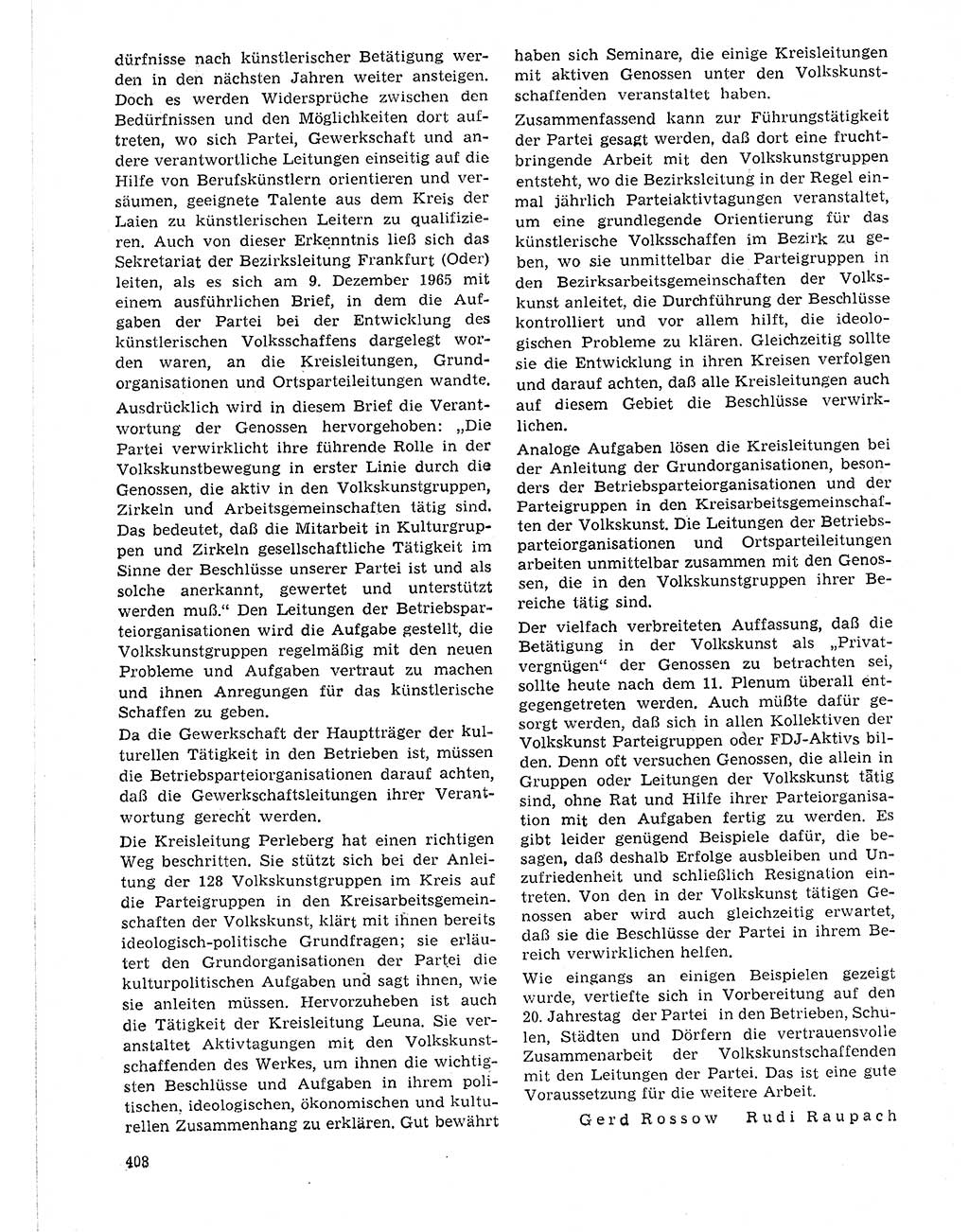 Neuer Weg (NW), Organ des Zentralkomitees (ZK) der SED (Sozialistische Einheitspartei Deutschlands) für Fragen des Parteilebens, 21. Jahrgang [Deutsche Demokratische Republik (DDR)] 1966, Seite 408 (NW ZK SED DDR 1966, S. 408)