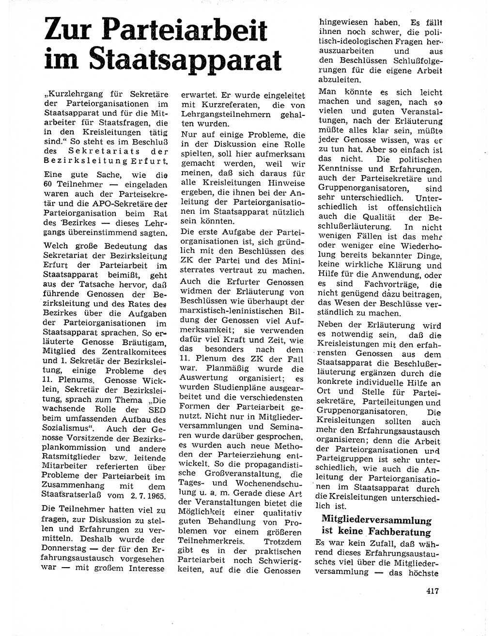 Neuer Weg (NW), Organ des Zentralkomitees (ZK) der SED (Sozialistische Einheitspartei Deutschlands) für Fragen des Parteilebens, 21. Jahrgang [Deutsche Demokratische Republik (DDR)] 1966, Seite 417 (NW ZK SED DDR 1966, S. 417)