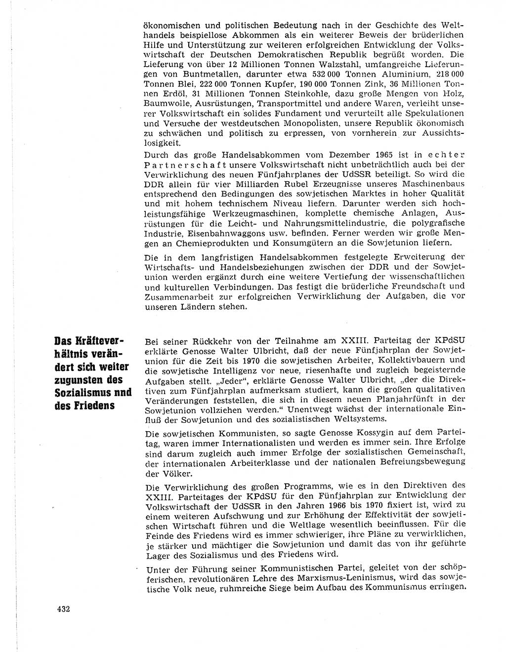 Neuer Weg (NW), Organ des Zentralkomitees (ZK) der SED (Sozialistische Einheitspartei Deutschlands) fÃ¼r Fragen des Parteilebens, 21. Jahrgang [Deutsche Demokratische Republik (DDR)] 1966, Seite 432 (NW ZK SED DDR 1966, S. 432)