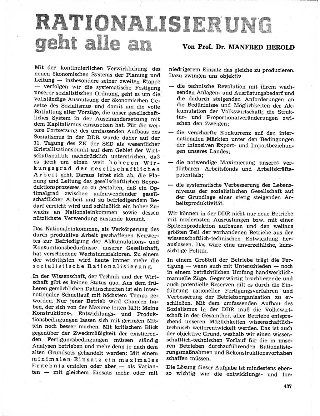 Neuer Weg (NW), Organ des Zentralkomitees (ZK) der SED (Sozialistische Einheitspartei Deutschlands) für Fragen des Parteilebens, 21. Jahrgang [Deutsche Demokratische Republik (DDR)] 1966, Seite 437 (NW ZK SED DDR 1966, S. 437)