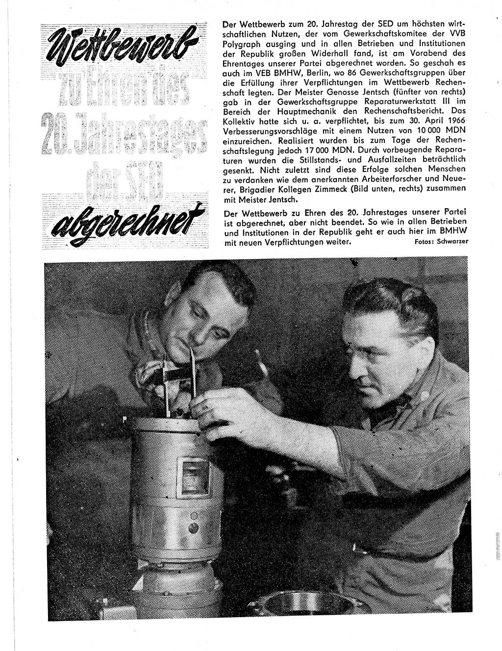 Neuer Weg (NW), Organ des Zentralkomitees (ZK) der SED (Sozialistische Einheitspartei Deutschlands) für Fragen des Parteilebens, 21. Jahrgang [Deutsche Demokratische Republik (DDR)] 1966, Seite 448 (NW ZK SED DDR 1966, S. 448)