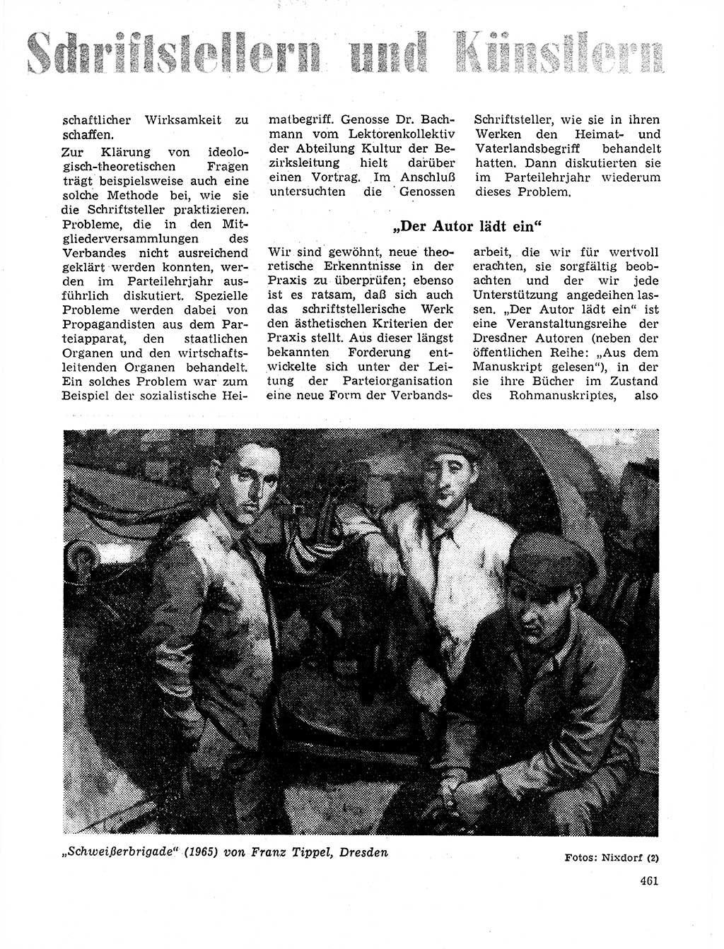 Neuer Weg (NW), Organ des Zentralkomitees (ZK) der SED (Sozialistische Einheitspartei Deutschlands) für Fragen des Parteilebens, 21. Jahrgang [Deutsche Demokratische Republik (DDR)] 1966, Seite 461 (NW ZK SED DDR 1966, S. 461)
