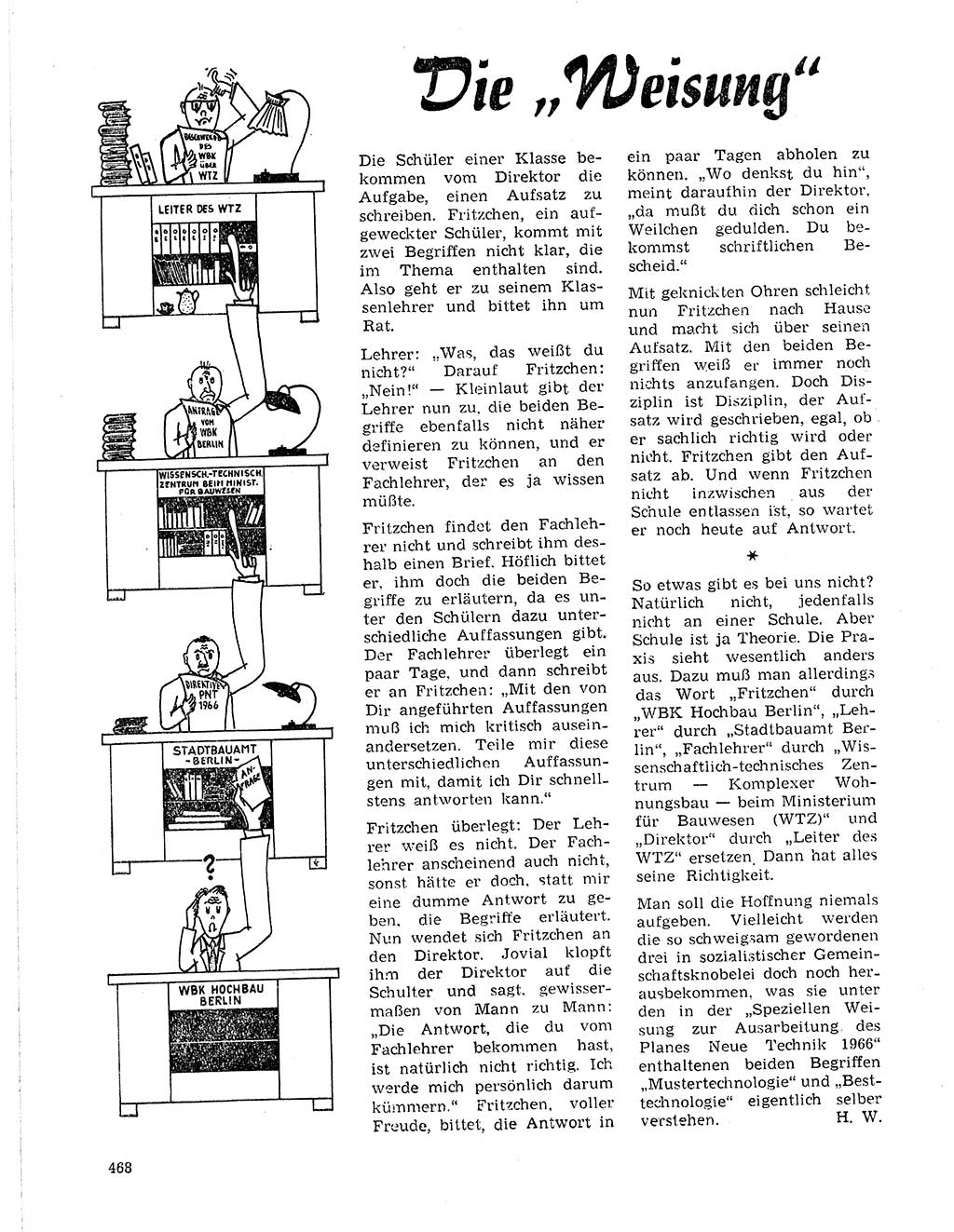 Neuer Weg (NW), Organ des Zentralkomitees (ZK) der SED (Sozialistische Einheitspartei Deutschlands) für Fragen des Parteilebens, 21. Jahrgang [Deutsche Demokratische Republik (DDR)] 1966, Seite 468 (NW ZK SED DDR 1966, S. 468)