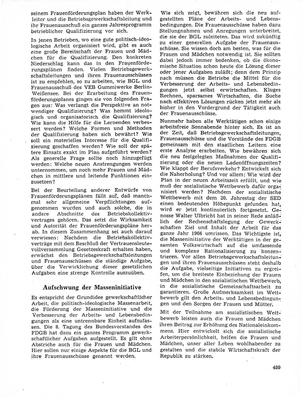 Neuer Weg (NW), Organ des Zentralkomitees (ZK) der SED (Sozialistische Einheitspartei Deutschlands) für Fragen des Parteilebens, 21. Jahrgang [Deutsche Demokratische Republik (DDR)] 1966, Seite 489 (NW ZK SED DDR 1966, S. 489)
