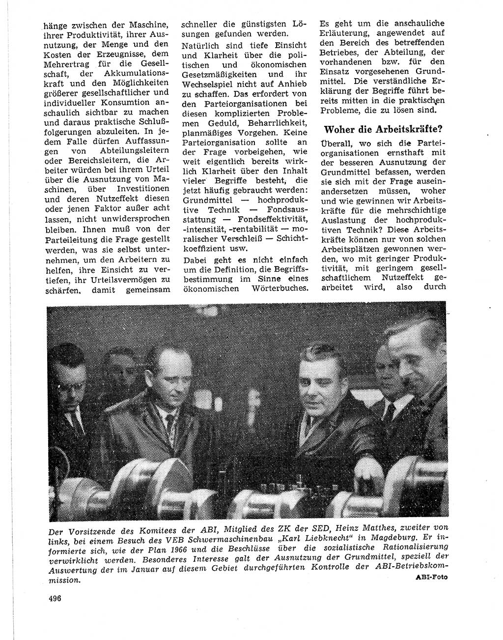 Neuer Weg (NW), Organ des Zentralkomitees (ZK) der SED (Sozialistische Einheitspartei Deutschlands) für Fragen des Parteilebens, 21. Jahrgang [Deutsche Demokratische Republik (DDR)] 1966, Seite 496 (NW ZK SED DDR 1966, S. 496)
