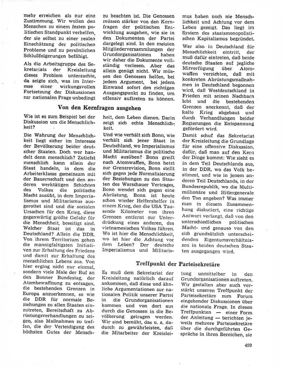 Neuer Weg (NW), Organ des Zentralkomitees (ZK) der SED (Sozialistische Einheitspartei Deutschlands) für Fragen des Parteilebens, 21. Jahrgang [Deutsche Demokratische Republik (DDR)] 1966, Seite 499 (NW ZK SED DDR 1966, S. 499)