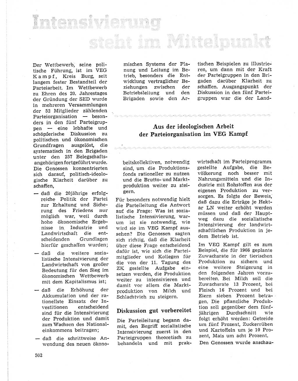 Neuer Weg (NW), Organ des Zentralkomitees (ZK) der SED (Sozialistische Einheitspartei Deutschlands) für Fragen des Parteilebens, 21. Jahrgang [Deutsche Demokratische Republik (DDR)] 1966, Seite 502 (NW ZK SED DDR 1966, S. 502)