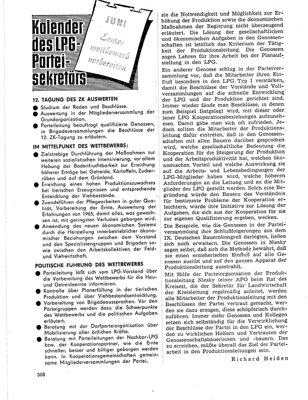 Neuer Weg (NW), Organ des Zentralkomitees (ZK) der SED (Sozialistische Einheitspartei Deutschlands) für Fragen des Parteilebens, 21. Jahrgang [Deutsche Demokratische Republik (DDR)] 1966, Seite 508 (NW ZK SED DDR 1966, S. 508)