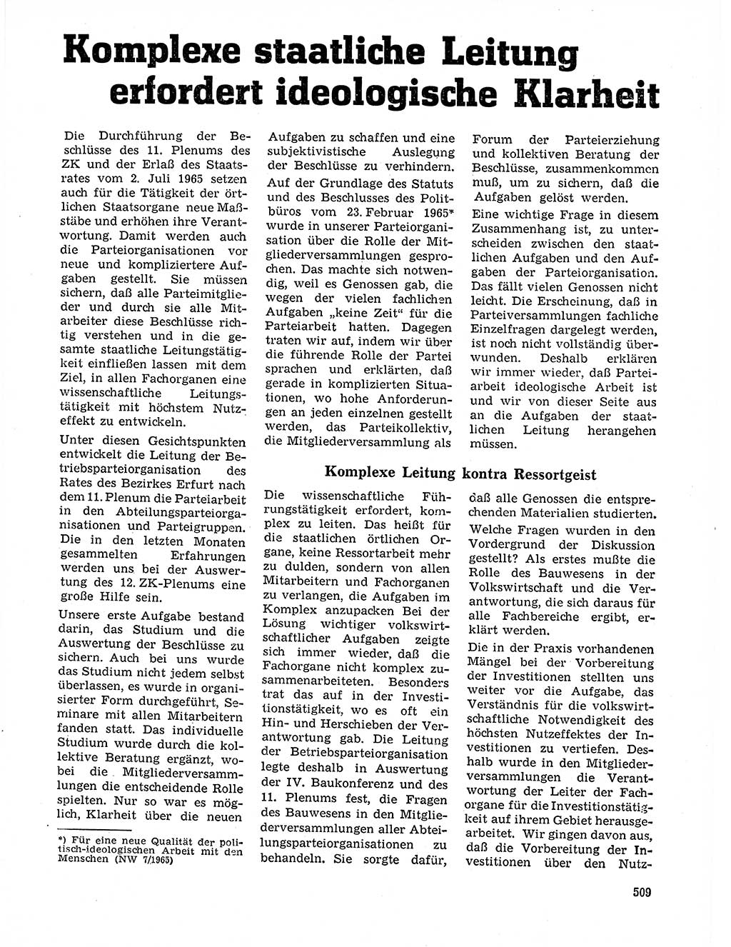 Neuer Weg (NW), Organ des Zentralkomitees (ZK) der SED (Sozialistische Einheitspartei Deutschlands) für Fragen des Parteilebens, 21. Jahrgang [Deutsche Demokratische Republik (DDR)] 1966, Seite 509 (NW ZK SED DDR 1966, S. 509)