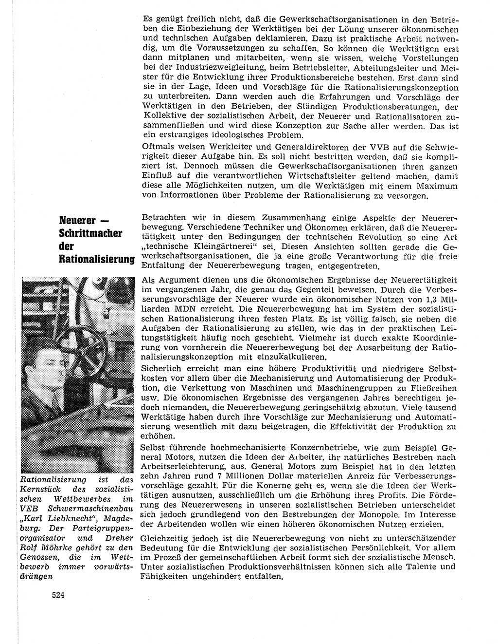 Neuer Weg (NW), Organ des Zentralkomitees (ZK) der SED (Sozialistische Einheitspartei Deutschlands) für Fragen des Parteilebens, 21. Jahrgang [Deutsche Demokratische Republik (DDR)] 1966, Seite 524 (NW ZK SED DDR 1966, S. 524)