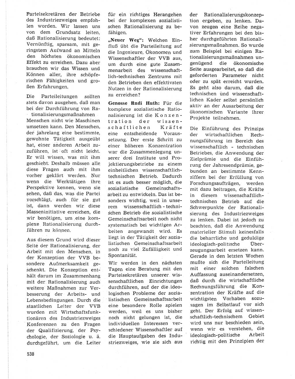 Neuer Weg (NW), Organ des Zentralkomitees (ZK) der SED (Sozialistische Einheitspartei Deutschlands) für Fragen des Parteilebens, 21. Jahrgang [Deutsche Demokratische Republik (DDR)] 1966, Seite 538 (NW ZK SED DDR 1966, S. 538)