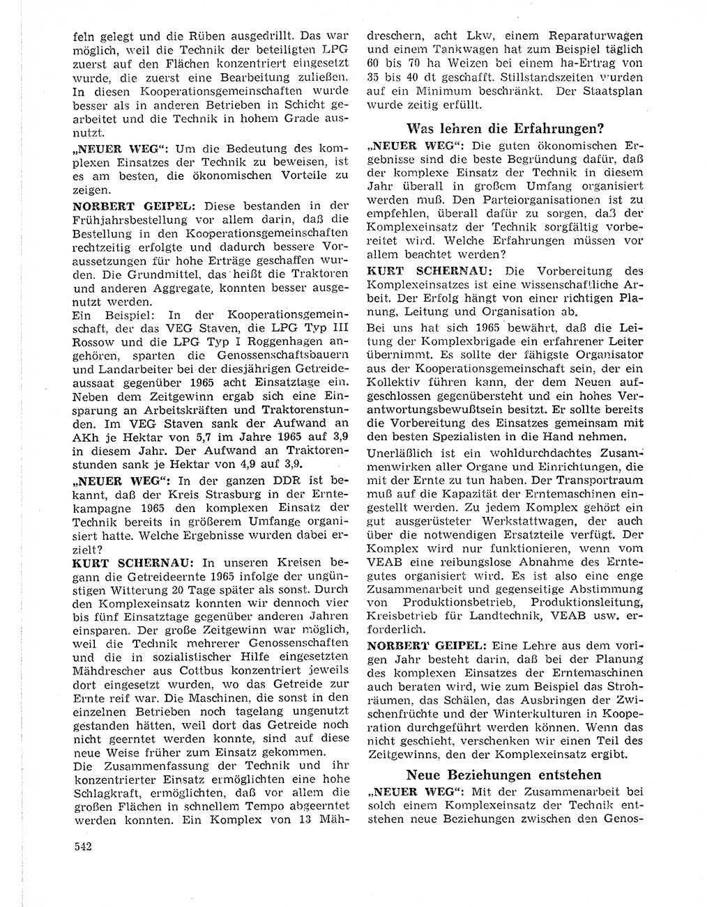 Neuer Weg (NW), Organ des Zentralkomitees (ZK) der SED (Sozialistische Einheitspartei Deutschlands) für Fragen des Parteilebens, 21. Jahrgang [Deutsche Demokratische Republik (DDR)] 1966, Seite 542 (NW ZK SED DDR 1966, S. 542)