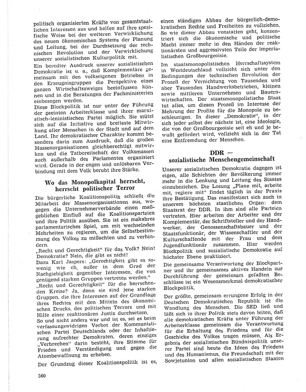 Neuer Weg (NW), Organ des Zentralkomitees (ZK) der SED (Sozialistische Einheitspartei Deutschlands) für Fragen des Parteilebens, 21. Jahrgang [Deutsche Demokratische Republik (DDR)] 1966, Seite 560 (NW ZK SED DDR 1966, S. 560)