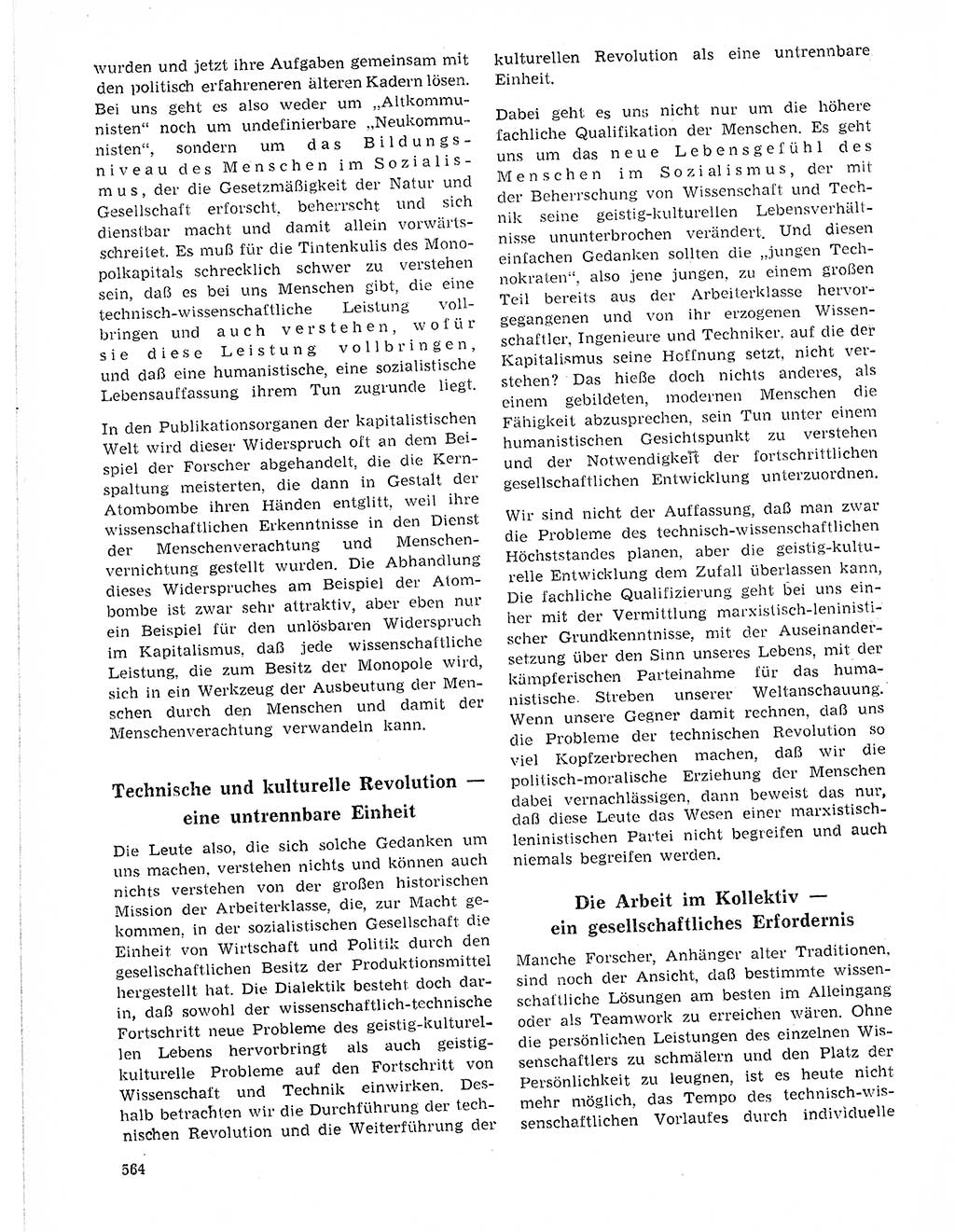 Neuer Weg (NW), Organ des Zentralkomitees (ZK) der SED (Sozialistische Einheitspartei Deutschlands) für Fragen des Parteilebens, 21. Jahrgang [Deutsche Demokratische Republik (DDR)] 1966, Seite 564 (NW ZK SED DDR 1966, S. 564)