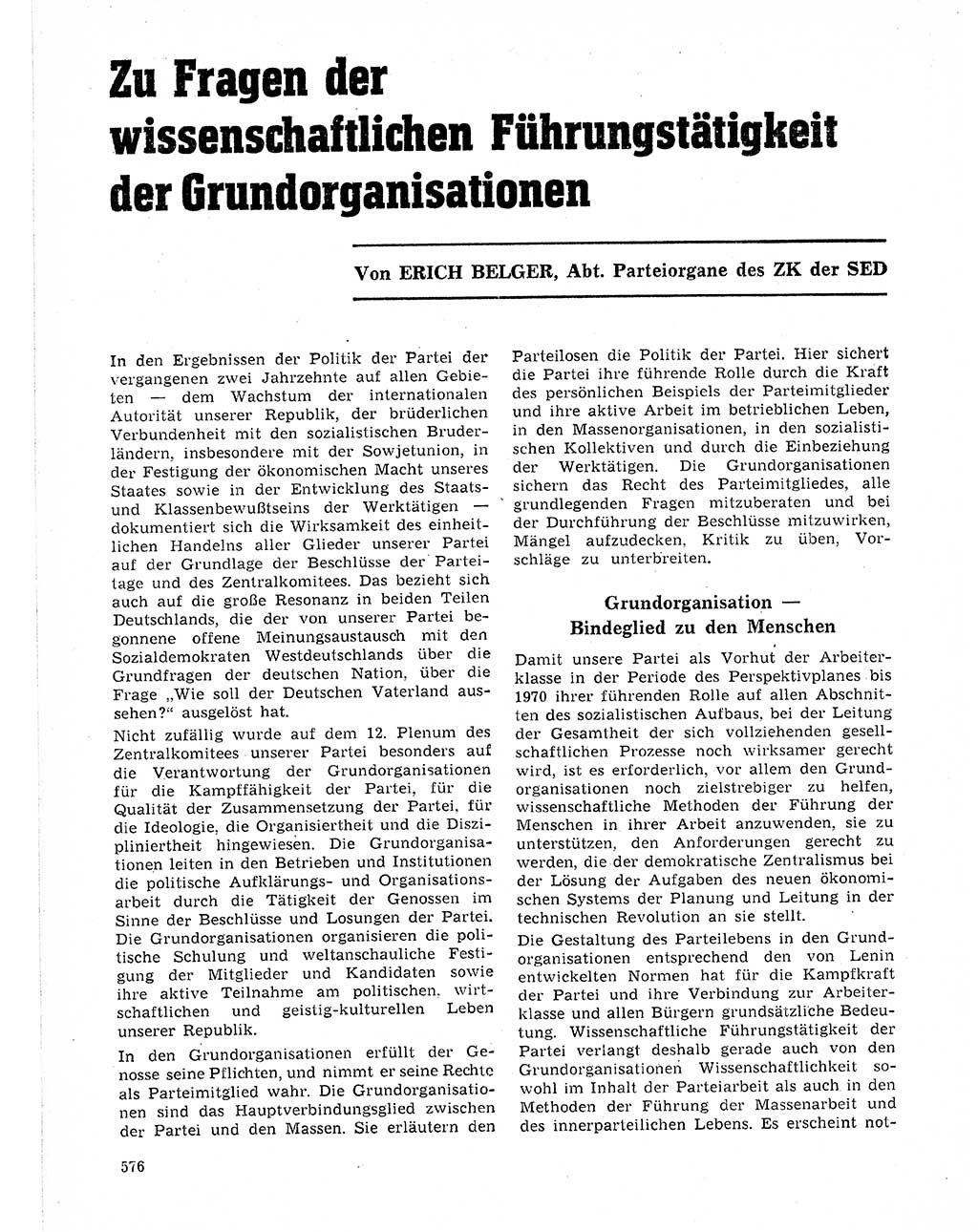 Neuer Weg (NW), Organ des Zentralkomitees (ZK) der SED (Sozialistische Einheitspartei Deutschlands) für Fragen des Parteilebens, 21. Jahrgang [Deutsche Demokratische Republik (DDR)] 1966, Seite 576 (NW ZK SED DDR 1966, S. 576)